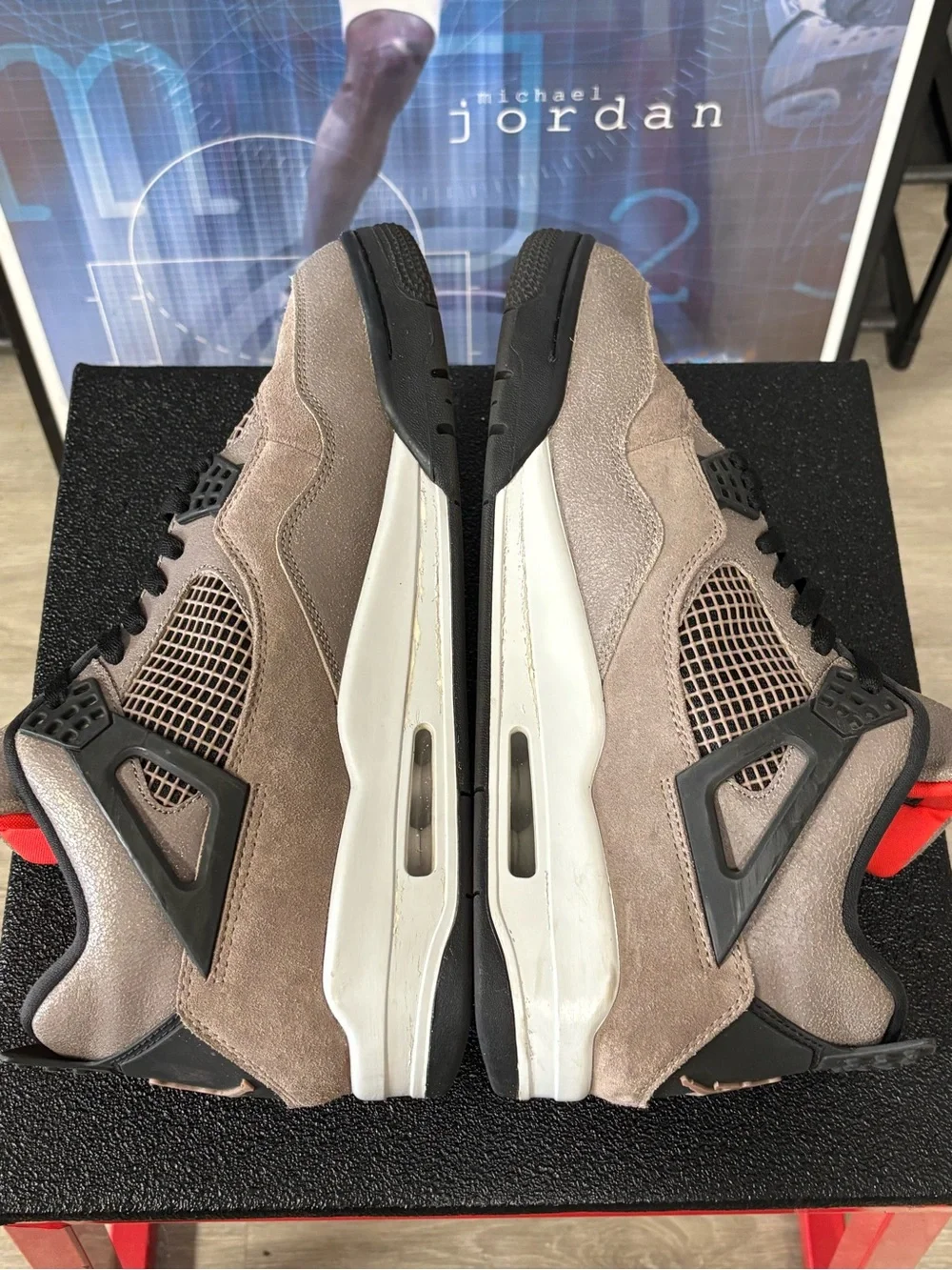 Size 13- Men’s Nike Air Jordan 4 Retro Taupe Haze/Blk/Red 2021 DB0732-200